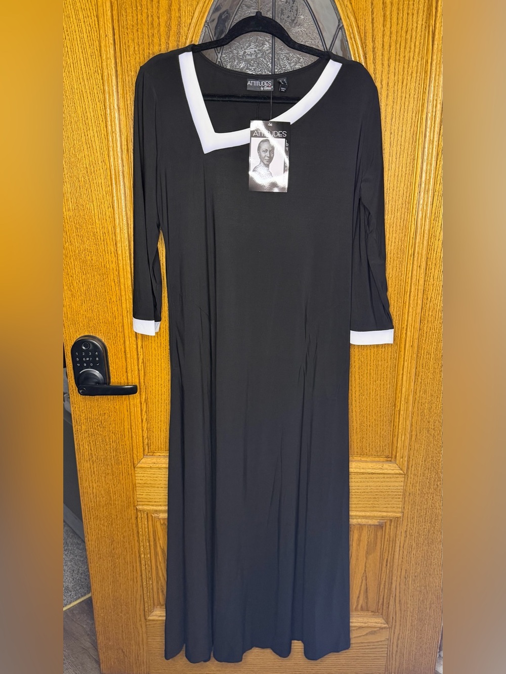 Attitudes by Renee Black White Maxi Dress NWT